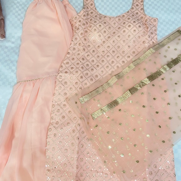 Pastel Pink Sharara - three piece Pakistani Formal wear - Picture 1 of 1
